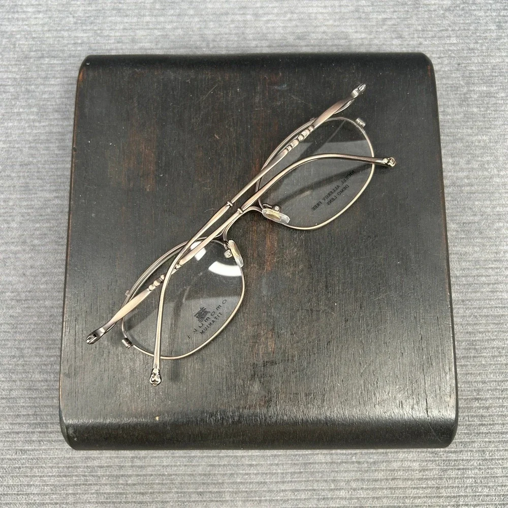 Omomuki K005 Titanium Y2k Eyeglass Frames Bronze Oval Japan Made 48-18-135